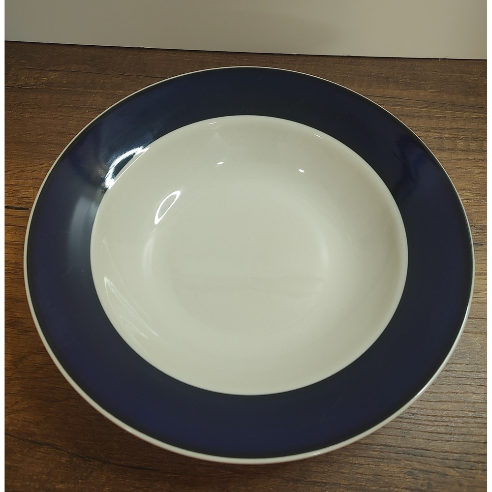 GIBSON China Cobalt Blue Band # GID151 Large Rim Soup Bowl 9" Set Of 2